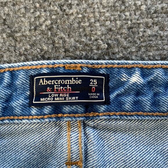 Abercrombie & Fitch Women's Micro Mini Skirt Bleached Denim Raw Jean Size 25/0 - Picture 3 of 12